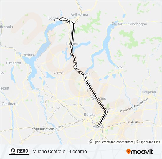 RE80 train Line Map