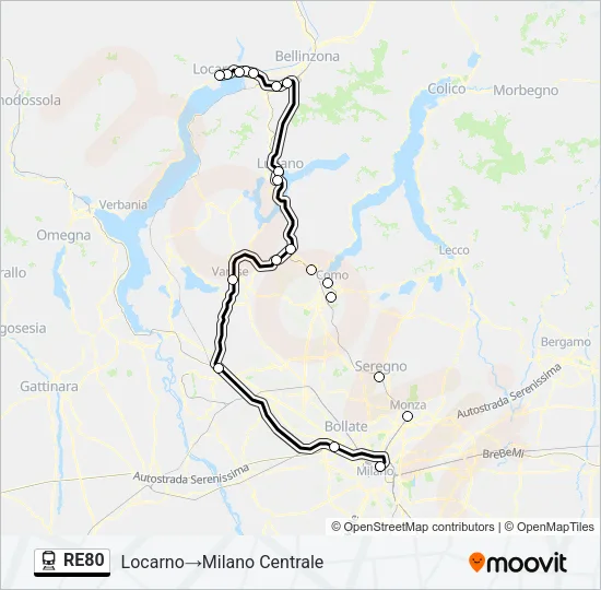 RE80 Train Line Map