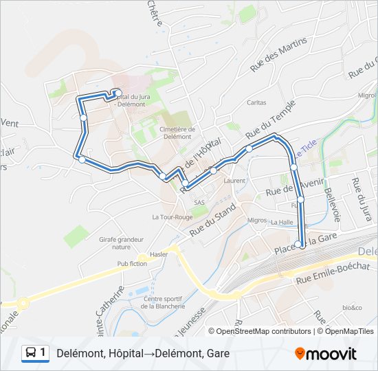 1 Bus Line Map