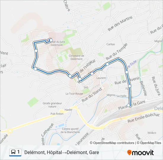 1 Bus Line Map
