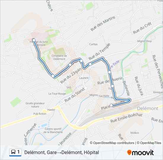 1 Bus Line Map