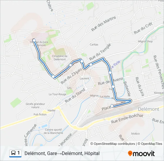 1 Bus Line Map