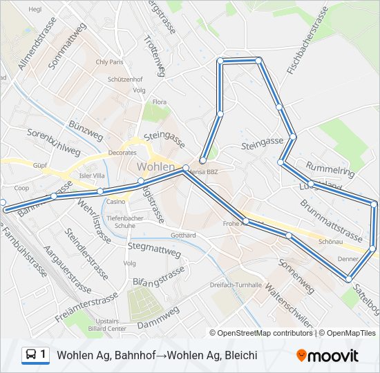 1 Bus Line Map