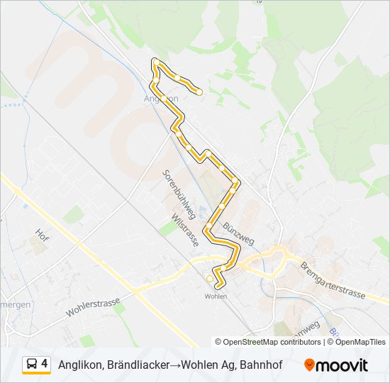 Plan de la ligne 4 de bus