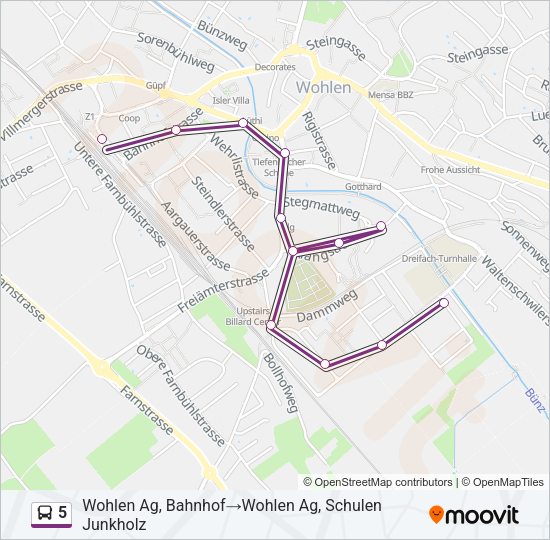 5 Bus Line Map