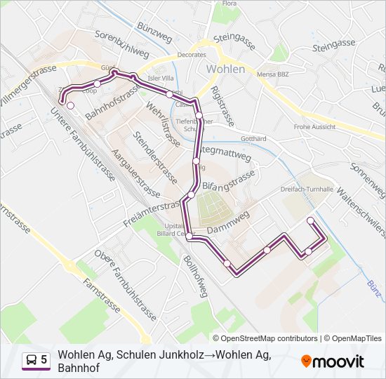5 Bus Line Map