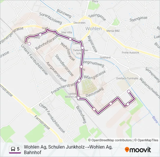 5 Bus Line Map