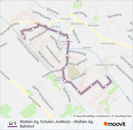 5 Bus Line Map