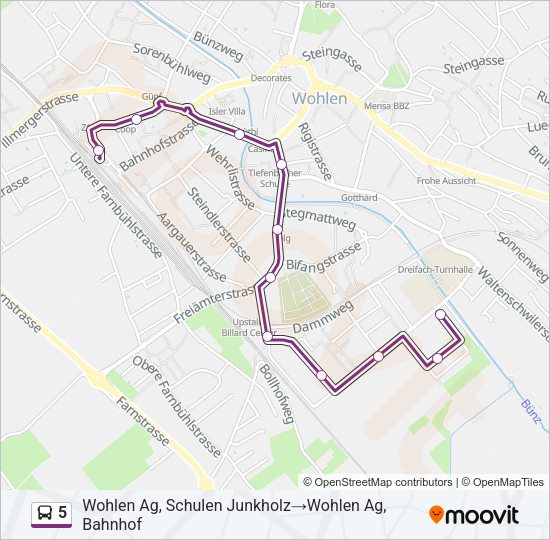 5 Bus Line Map