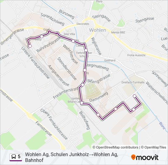 5 Bus Line Map