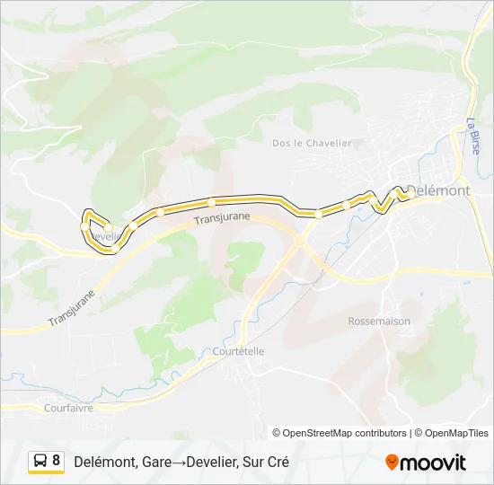 Plan de la ligne 8 de bus