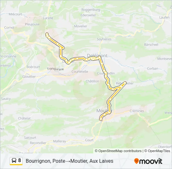 Plan de la ligne 8 de bus