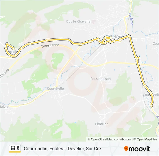Plan de la ligne 8 de bus