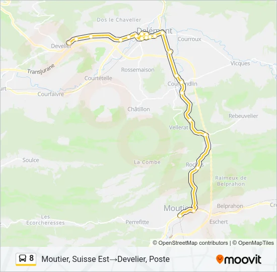 Plan de la ligne 8 de bus