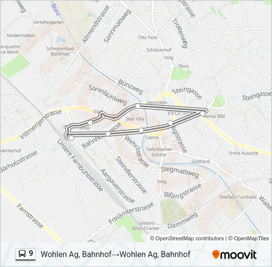 9 Bus Line Map