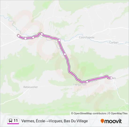 Plan de la ligne 11 de bus