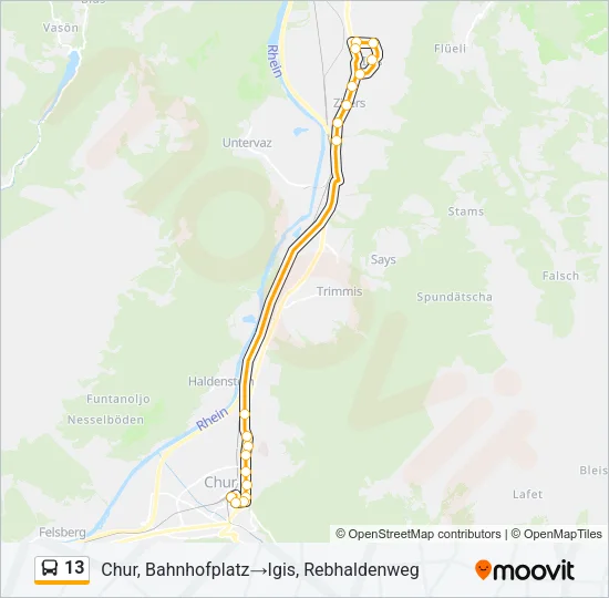 13 Bus Line Map