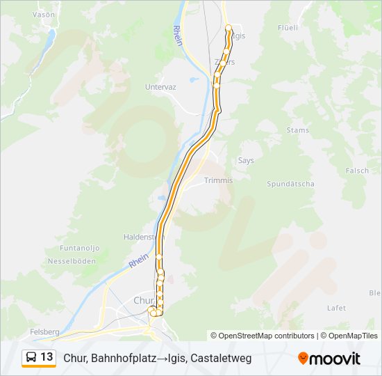 13 Bus Line Map