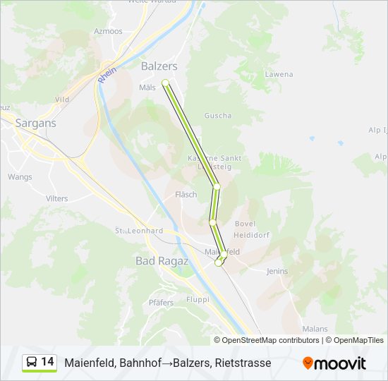 14 Bus Line Map