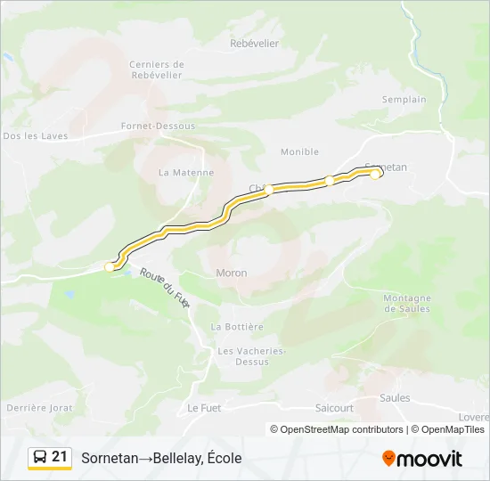 Plan de la ligne 21 de bus