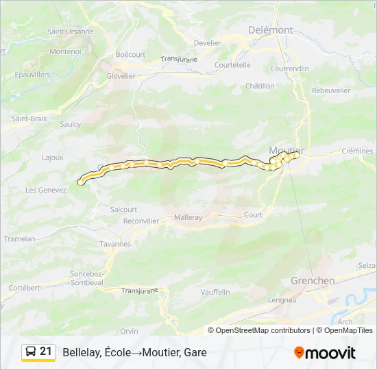 Plan de la ligne 21 de bus