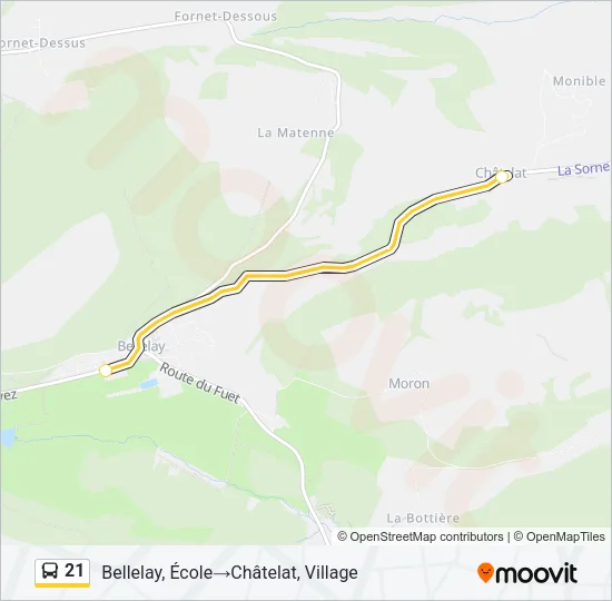 Plan de la ligne 21 de bus