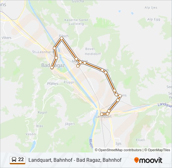 22 bus Line Map