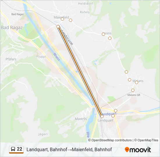 Plan de la ligne 22 de bus
