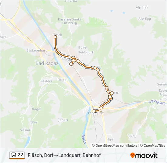 22 Bus Line Map