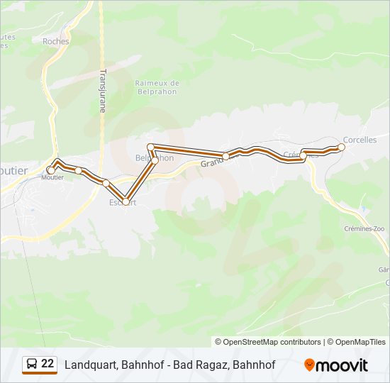 22 bus Line Map