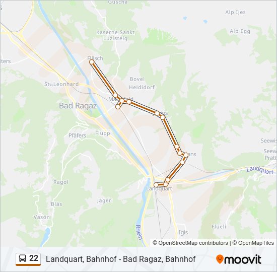 22 bus Line Map