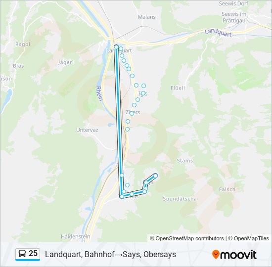 25 bus Line Map