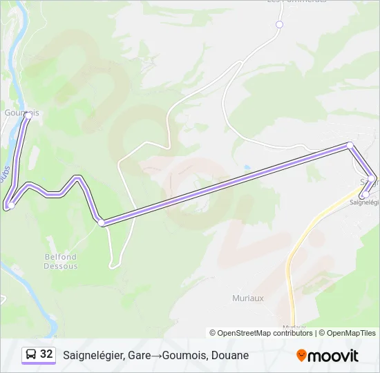 Plan de la ligne 32 de bus