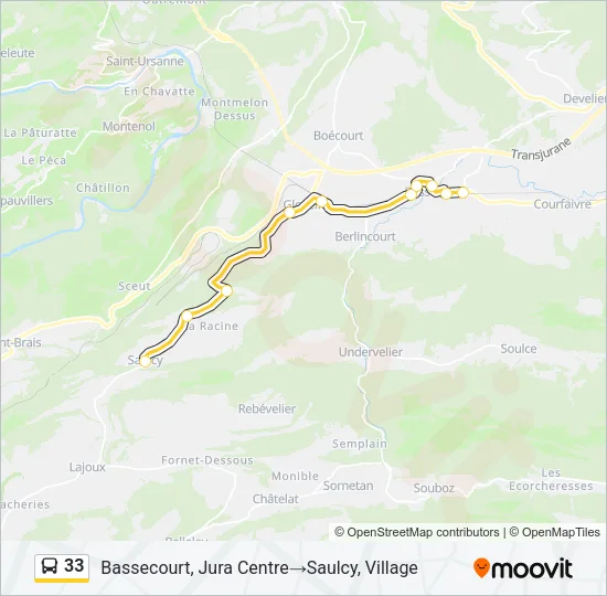 Plan de la ligne 33 de bus