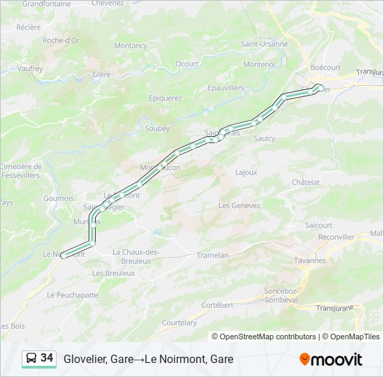 34 bus Line Map