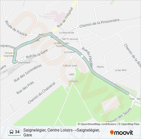 34 Bus Line Map