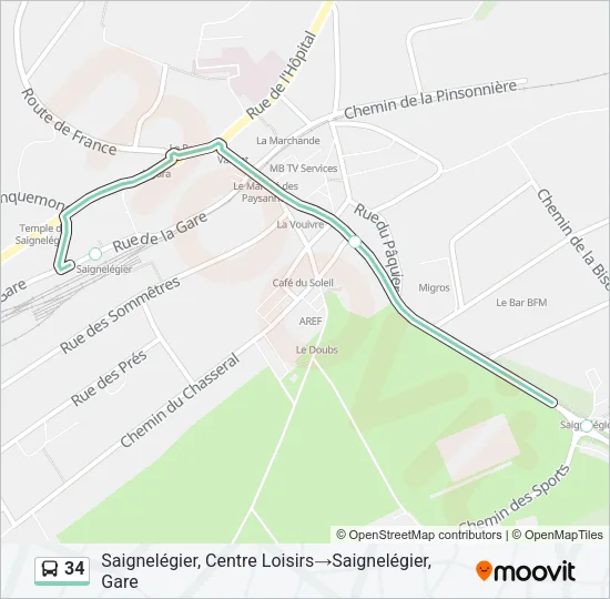 Plan de la ligne 34 de bus