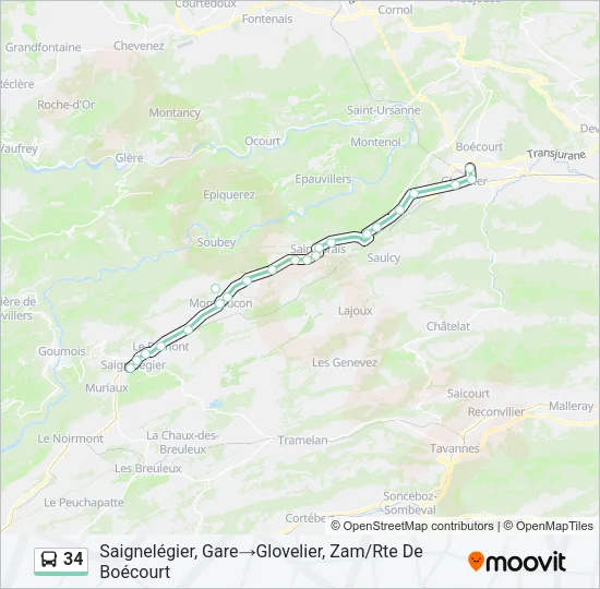 34 Bus Line Map