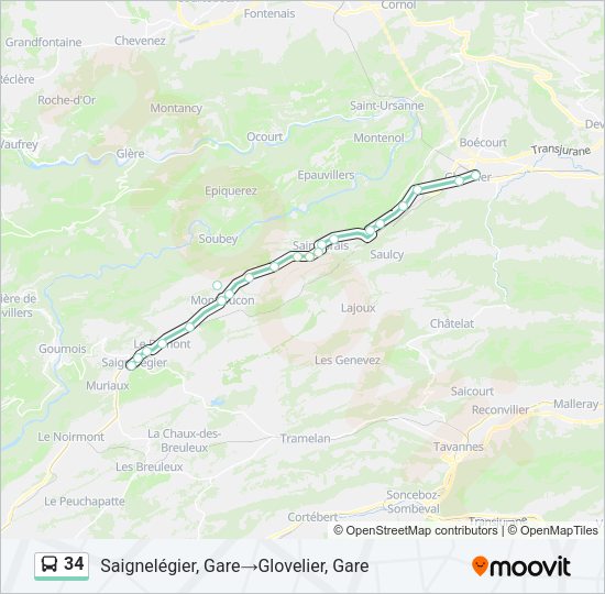 34 Bus Line Map