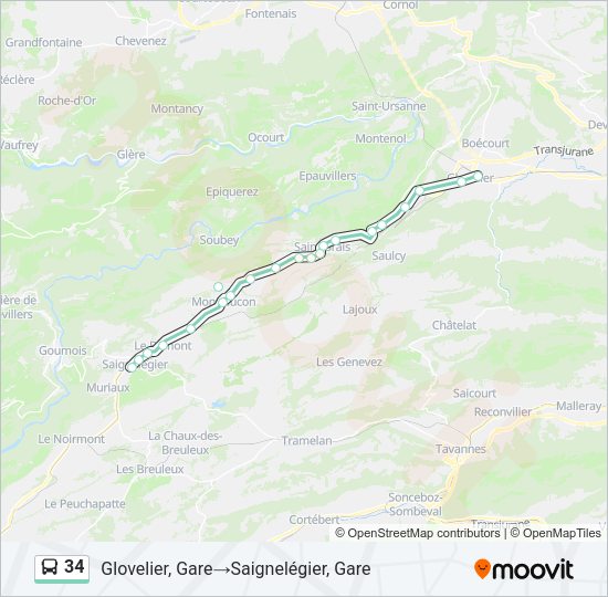 34 Bus Line Map