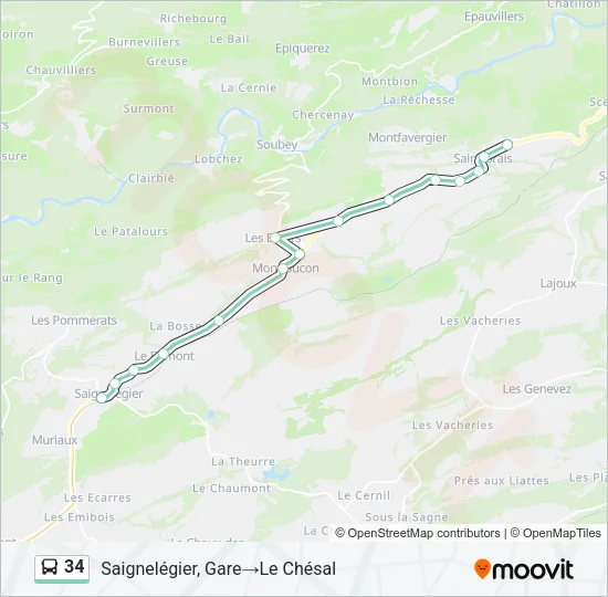 Plan de la ligne 34 de bus