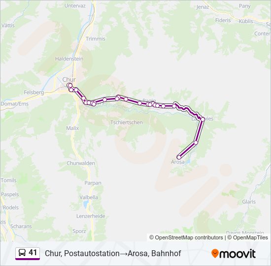 Plan de la ligne 41 de bus