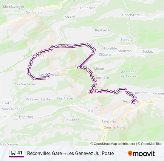 Plan de la ligne 41 de bus