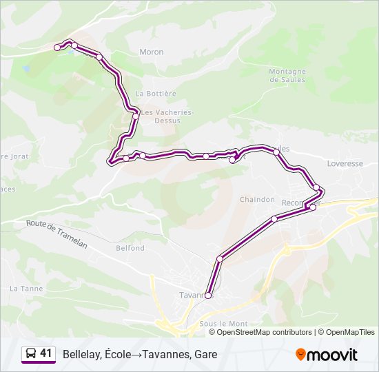 Plan de la ligne 41 de bus