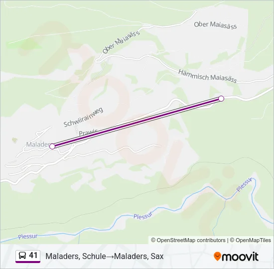 Plan de la ligne 41 de bus
