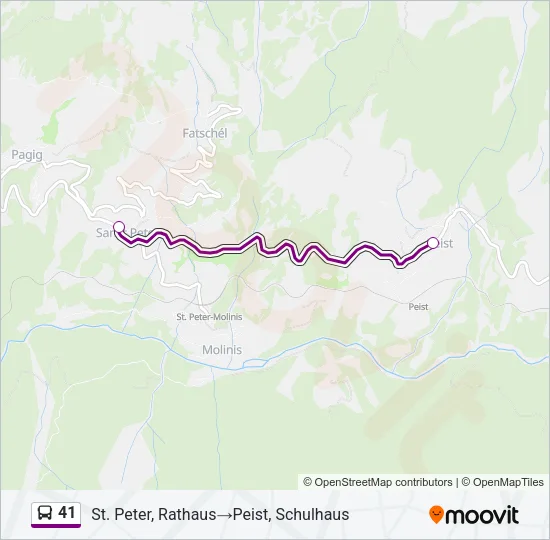 Plan de la ligne 41 de bus