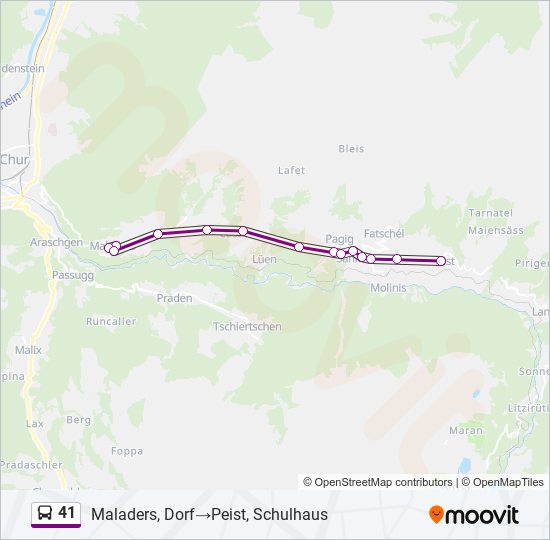 Plan de la ligne 41 de bus