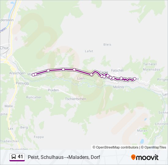 Plan de la ligne 41 de bus