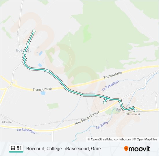 51 bus Line Map