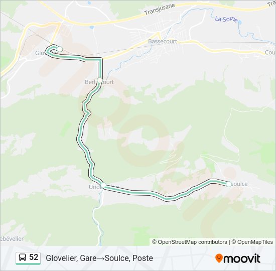 52 Bus Line Map